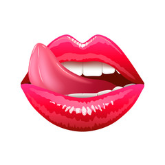 Naklejka premium Lips with tongue isolated on white vector
