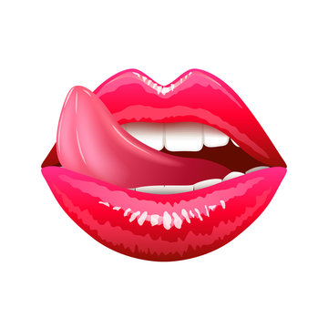 Lips with tongue isolated on white vector