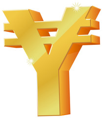 3D Japanese Yen monetary symbol vector image