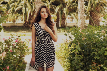 stylish girl in summer dress