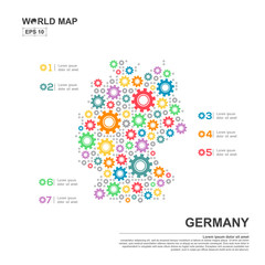 Fototapeta na wymiar Map Of Germany Infographic design template with gear chain