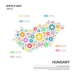 Map Of Hungary Infographic design template with gear chain