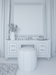 3d render of bedroom interior design in a modern style.