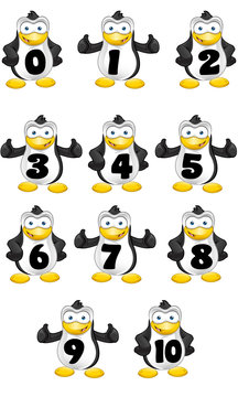 Penguin Numbers Character – 0 to 10