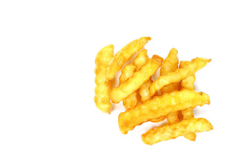 top view a pile of french fries isolated on white