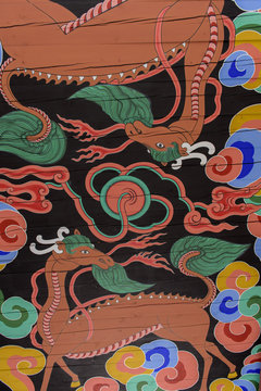 Dragon painting on wood