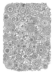 Ethnic floral zentangle, doodle background pattern circle