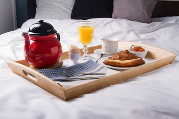 Romantic breakfast in bed.