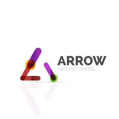 Linear arrow abstract logo, connected multicolored segments of lines in directional pointer figure