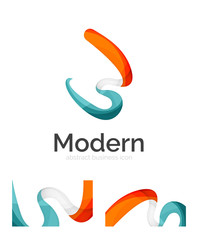 Abstract 3d swirl ribbon logo template with business card corporate identity design