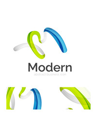 Abstract 3d swirl ribbon logo template with business card corporate identity design