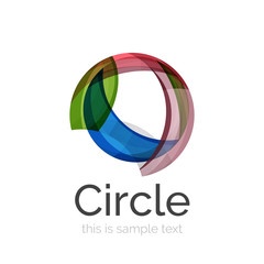 Circle logo. Transparent overlapping swirl shapes. Modern clean business icon