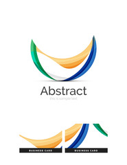 Circle logo. Transparent overlapping swirl shapes. Modern clean business icon