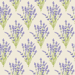 Seamless pattern with lavender bouquet.