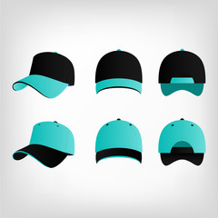 Turquoise black cap vector set