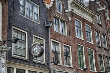 Details of Clock in street Nieuwe Spiegelstraat in Amsterdam, th - 107004413