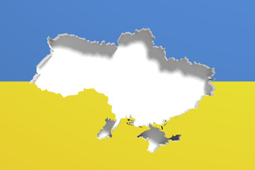 Silhouette of Ukraine map with flag