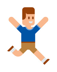 Funny cute vector boy running