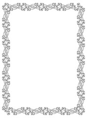 Elegant frame with outline tulips. Vector clip art.