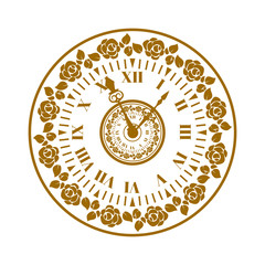 Watch face antique clock vector illustration. 
