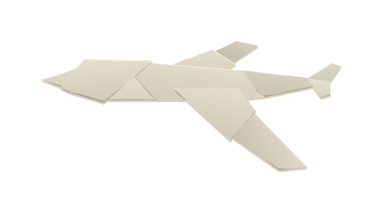 Realistic render of origami plane travel concept vector. 