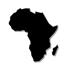 Simple not detailed shape of Africa continent with shadow