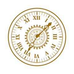Fototapeta premium Watch face antique clock vector illustration. 