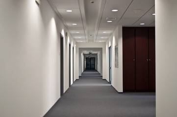 Corridor in the modern office with doors