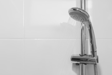 White bathroom shower wall