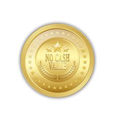 Golden token on white background