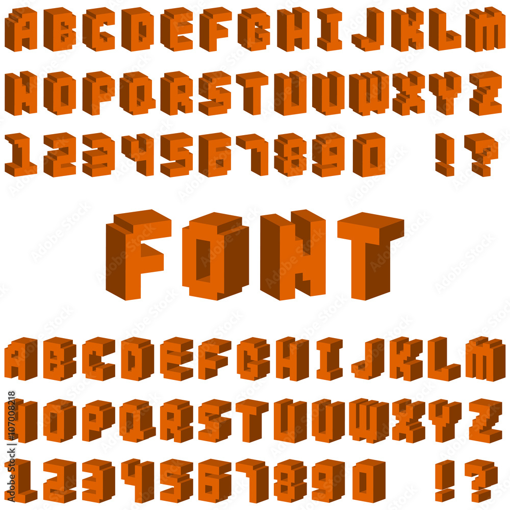 Poster isometric alphabet font 3d letters for web mobile device vector.