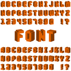 Isometric alphabet font 3D letters for web mobile device vector. 