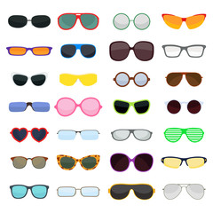 Vector fashion glasses isolated on white background.