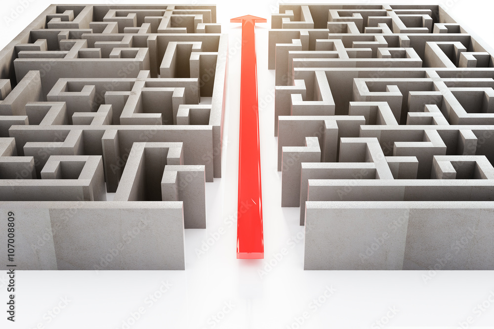 Poster red arrow through maze