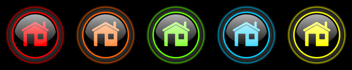 house vector icons set on black background