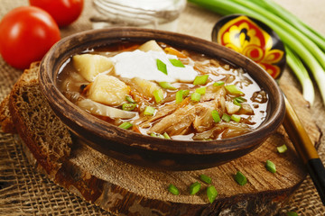 Soup with cabbage and meat