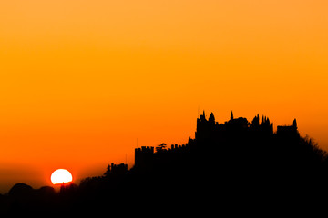 Fototapeta premium Castle silhouette at sundown