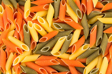 Three color penne pasta