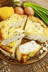 Rice pie with cottage cheese