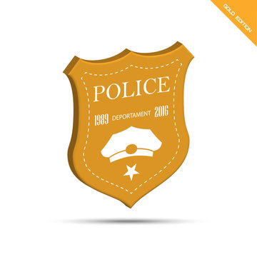 three-dimensional police law enforcement badges and logo patches. vector. police emblem.