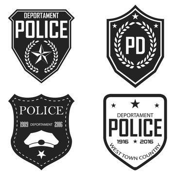 Set Of Police Law Enforcement Badges And Logo Patches. Vector. Police Emblem.