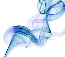 Papier Peint photo Fumée fumée bleue sur fond blanc