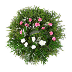 green funeral wreath