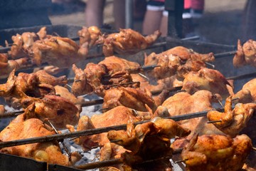 Chicken Barbecue Kwave Wood / Rotisserie open BBQ whole chickens over kwave wood, delicious mouthwatering flavor. 