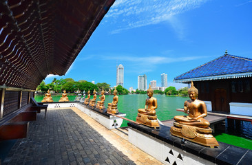 The Statues Of Seema Malakaya At The Gangarama Temple In Beira Lake, Seema Malakaya Is The One Of Beautiful Religious Structures In Colombo 
