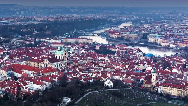 panoramic view on Prague from Petrin hill, Czech Republic