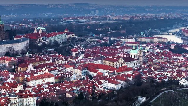 panoramic view on Prague from Petrin hill, Czech Republic