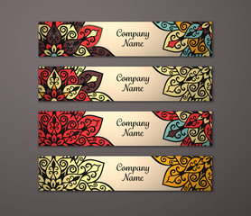 Banner set with floral mandala pattern