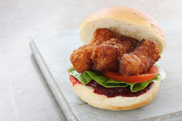 fish finger burger in bun
