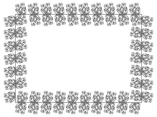 Horizontal frame with elegant tulips. Vector clip art.